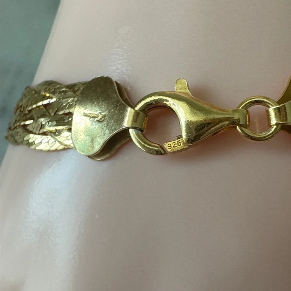 Mia Fiore Gold Plated 925 Sterling Silver Dyadema Braided Flat Bracelet